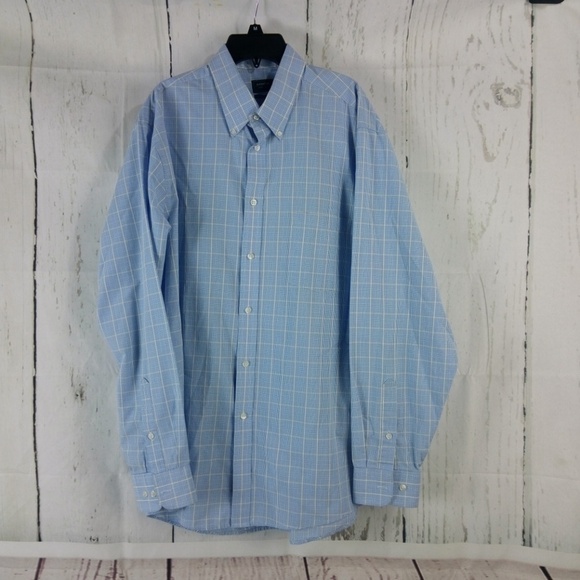 Arrow Wrinkle Free Classic Fit Blue Plaid Shirt 16 - Picture 2 of 7